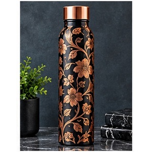Marble Pattern <b>Copper</b> <b>Water</b> <b>Bottle</b> with <b>Copper</b> Lid Portable Travel Drinkware Modern Design - Product Image 6