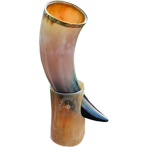 แตรดื่มเบียร์แกะสลักแบบกำหนดเองทำมือไวกิ้งธรรมชาติความรักควาย - Product Image 1