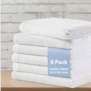 Precios Competitivos: Toallas de Barra Acanaladas 100% Algodón, 16x19, 32 oz, Blancas, para Limpieza Comercial y de Servicios de Limpieza, Suministradas por India - Product Image 1