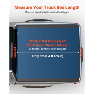 Copertura Morbida Pieghevole in Quattro Parti per Dodge Ram 1500 2019-2024 (Incluso Modello con Cassone Apribile) Classico Nuovo (compatibile con) cassone del camion da 6,4 piedi (76 pollici) - Product Image 2