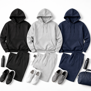Vêtements de sport d'été à capuche écologiques personnalisés en gros, survêtement uni, fabricant OEM direct pour les vêtements de sport - Product Image 2