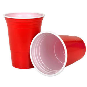 Red 16oz Disposable PP <b>Plastic</b> Party <b>Cups</b> for <b>Drinking</b> Custom Logo Beverage <b>Cup</b> Packaging Available - Product Image 1