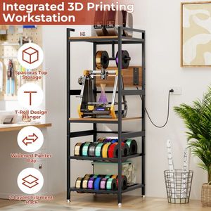 Support d'imprimante 3D robuste en métal avec support de filament de type T intégré, panneau d'alimentation ouvert pour le stockage de filament - Product Image 3