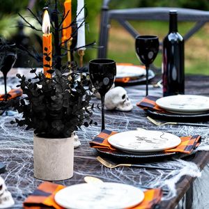 Set di 2 Alberi Artificiali di Eucalipto Nero, Piccole Piante Finte in Vaso per Decorazioni di Halloween, Mensole, Scrivanie, Casa, Fattoria - Product Image 5