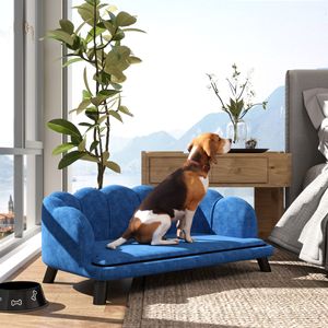 Collezione Autunnale: Divano per Animali Domestici Blu Scuro con Design a Perle per Cani di Taglia Media e Grande, Gambe in Legno Massello con Cuscino per Piccoli Animali - Product Image 2