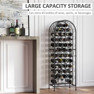 Portabottiglie in Ferro Battuto per 45 Bottiglie con Serratura, Design Stile Carcerario Nero - Product Image 4