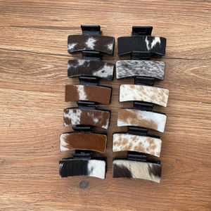 New Genuine Leather <b>Hair</b> <b>Claw</b> Western Cowhide Leather <b>Hair</b> <b>Clips</b> Custom Leather <b>Hair</b> Barrette Women's Gifts Cowgirl <b>Claw</b> <b>Clips</b> - Product Image 3