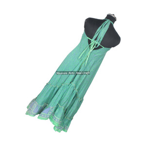 Vestido Largo de Seda con Estampado Floral Vintage Indio, Vestido de Noche Elegante sin Mangas para Mujer - Product Image 2