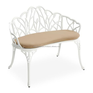 Aluminum <b>Garden</b> Bench With Leaves Design Black Powder Coating Finishing Excellent Quality With Leather Seats For Sitting - Product Image 5