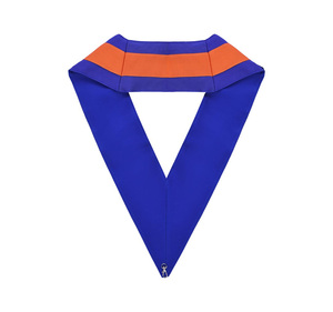 Collier de cérémonie en velours bleu et orange Saint-Léonard le Martyr, fournisseur et fabricant sur mesure de tenues cérémonielles maçonniques - Product Image 2