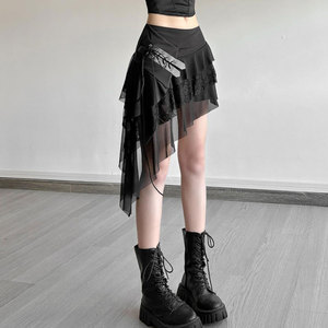 Gothic Pleated Skirt Black High Waisted Mini Skirts Women Fashion Punk Style Streetwear Custom Wholesale - Product Image 3