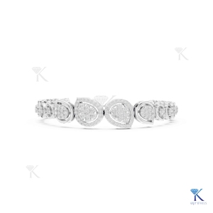 Luxury 14K <b>Solid</b> <b>Gold</b> Unisex Tennis Bracelet Brilliant Cut Lab Grown Diamond Centerpiece Halo Side Diamonds Party Gift - Product Image 2