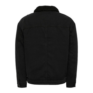 Veste en jean noire pour homme avec doublure en sherpa Coupe classique Fermeture à boutons Style décontracté Vêtement d'automne - Product Image 2