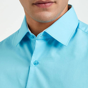 Chemise Homme Tissée Unie Classique à Manches Longues Coupe Slim Tendance en Polyester/Coton Anti-Plis Col Montant Qualité Supérieure - Product Image 5
