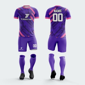 Conjunto de Uniforme de Fútbol para Hombre T-Stitch Lab, Camiseta de Manga Corta con Cuello Redondo y Rayas, Pantalones Cortos y Calcetines, Poliéster que Absorbe la Humedad, para Toda Temporada - Product Image 5
