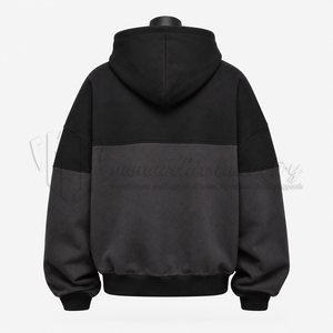 เสื้อฮู้ดบล็อกสีโอเวอร์ไซส์สำหรับผู้ชาย เสื้อสเวตเชิ้ตผ้าฟลีซหนานุ่ม สตรีทแวร์ เสื้อฮู้ดลำลอง - Product Image 2