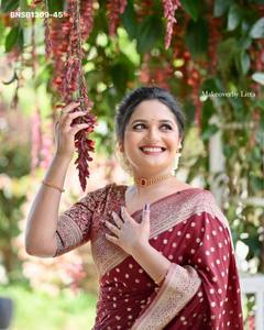 Ocassional wear Soft Lichi Silk with Jacquard work All-Over Butti & Paisley Design Pallu Saree-Jacquard work Blouse Saree <b>Love</b> - Product Image 2