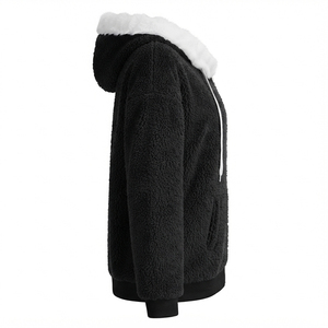 Custom <b>Sherpa</b> <b>Fleece</b> Hoodie Men Women Cozy Warm Winter Plush Zipper Hooded Sweatshirt Casual Outdoor Fashion Clothing Supplier - Product Image 4