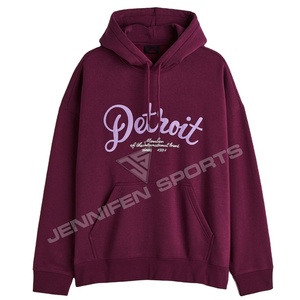 Sweat à capuche pour homme personnalisé, style streetwear hiver, en molleton 100% coton épais, coupe ample, avec patchwork, appliqué et broderie, respirant et à séchage rapide - Product Image 1
