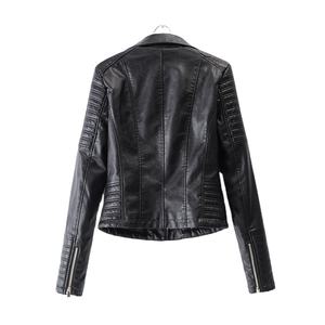 Chaqueta de Motociclista de Cuero Genuino Acolchada para Mujer, Estilo Biker, Manga Larga, Otoño, Color Negro - Product Image 6
