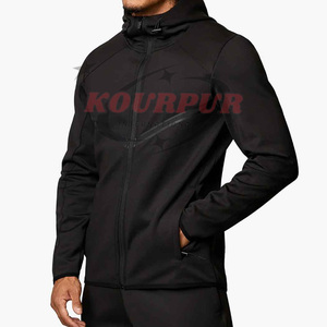 <b>Black</b> Hooded Jacket Regular Fit Zipper Casual Autumn Wear Hoodie For <b>Men</b> In Reasonable Price - Product Image 1