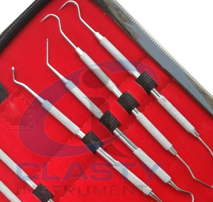 Ensemble de forceps d'extraction dentaire en acier inoxydable, poignée moletée manuelle, instruments chirurgicaux de classe I, étui rouge - Product Image 4