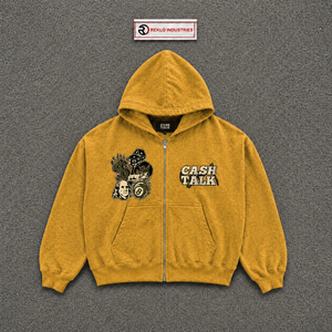 Sweat à capuche zippé en polaire pour homme, motif moutarde premium, coupe classique, imprimé devant, style automne, moderne et urbain - Product Image 5
