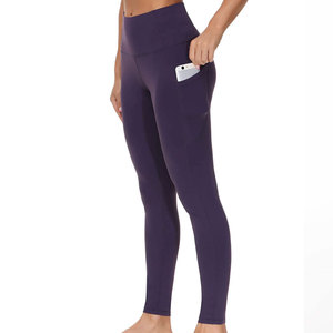 Econex Sports Women's High Waist Yoga <b>Leggings</b> Full Length Solid Color <b>Pockets</b> Seamless Four-Way Stretch Breathable Pull-On - Product Image 1