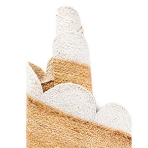 Tapis de zone rectangulaire en jute naturel style ferme, tissage plat, avec envers antidérapant en caoutchouc, pour décoration de salon, couleur unie, poils fins - Product Image 5