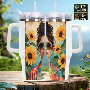Stainless Steel Tumbler 40oz Double Wall Insulated Travel Mug With Handle <b>For</b> <b>Hot</b> Cold <b>Drinks</b> - Product Image 2