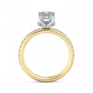 Anillo de Compromiso con Diamante Cultivado en Laboratorio, Corte Radiante, Halo Oculto, Banda Pavé, Solitario, Oro, Anillo de Propuesta, Certificado IGI, Anillo Nupcial - Product Image 6