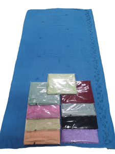 Women Embroidered Cotton <b>Shawl</b> Floral Pattern Blue Lightweight Soft Daily Wear Elegant Hijab <b>Wrap</b> - Product Image 4