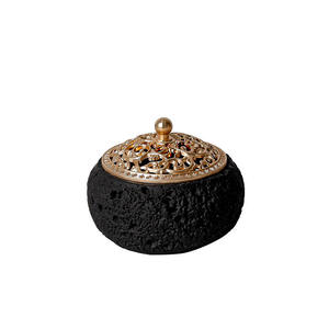 Brûleur d'encens en pierre avec intérieur doré, diffuseur d'aromathérapie aux bâtonnets de bois de santal, utilisation toute saison - Product Image 4