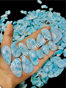 FAIJAN GEMS Natural <b>Larimar</b> Loose Gemstone Cabochon Polished Mix Shape All Size Crystal Jewellery Pendant Making Gemstone Third - Product Image 4
