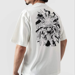 <b>Mens</b> Oversized Anime Solid <b>Fleece</b> T-<b>Shirt</b> Premium Cotton Streetwear Regular Sleeve Crew Neck Casual Fashion Anti-Wrinkle - Product Image 1