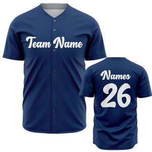 Maillot de baseball personnalisé bleu marine imprimé à manches courtes pour hommes, respirant, uniforme d'équipe de softball pour les matchs - Product Image 1