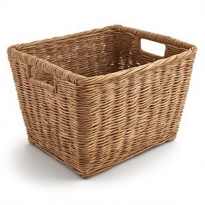 Panier élégant en jonc de mer naturel, fait main et durable, avec poignées, pour le rangement et la décoration intérieure de la cuisine, de la salle de bain et du salon - Product Image 4