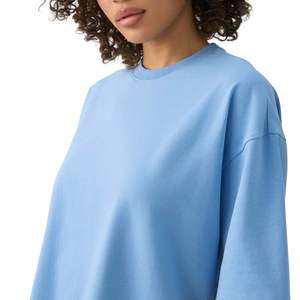 Camiseta de Algodón Oversize para Mujer, Corte Holgado, Hombros Caídos, Cuello Redondo, Estilo Casual Urbano, Personalizable con Logotipo, Venta al Por Mayor OEM - Product Image 4