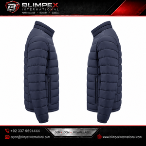 Hot Selling OEM Custom Logo Mens Quilted Puffer <b>Jacket</b> <b>Lightweight</b> Warm Stand Collar Winter Outerwear with Zipper Pockets - Product Image 4