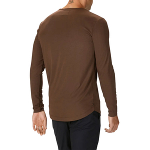 Camiseta de Manga Larga para Hombre, Cuello Redondo, Color Marrón, Corte Ajustado, Tejido de Punto, Estilo Casual - Product Image 6