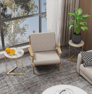 Juego de Mesas Nido de Alta Calidad con Marco de Metal Dorado y Tapa de Mármol, Mesa de Centro Moderna para Sala de Estar a Bajo Precio - Product Image 6