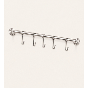 Stainless Steel Wall Mounted <b>Kitchen</b> Utensil Rack Space-Saving Rail System with Sliding <b>Hooks</b> for Pots Pans & Cooking Tools - Product Image 1