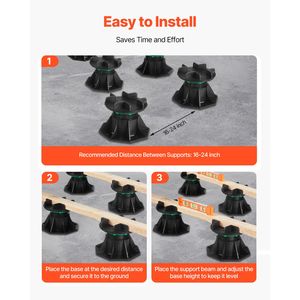 8 Pezzi Blocchi per Pavimentazione con Capacità di Carico 2200 Libbre, Supporti in Plastica da 3,54-4,65 Pollici per Sollevamento Piastrelle, Accessori per Pavimentazione 90-118 - Product Image 4