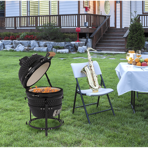 53747749 Forno in Ceramica e Carbonio da 13 Pollici Due-in-Uno, Forno in Ferro e Carbonio a Tre Strati, Cilindro Ellittico, Griglia in Ceramica da 13 Pollici per Campeggio - Product Image 4