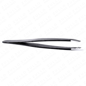 4 Piece Black Powder Coated Stainless Steel Slanted Eyebrow Tweezers Set OEM Private Label with Storage Bag <b>Precision</b> <b>Tool</b> - Product Image 4