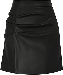 Women's <b>High</b> Waist PU Leather Mini Pencil Skirt Solid Color Ruched Shiny Sexy Style All Seasons Wear - Product Image 5