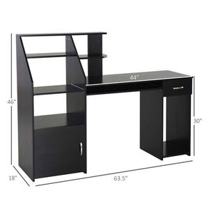 Scrivania Ergonomica Regolabile in Altezza per Ufficio/Gaming con Libreria in Acciaio Inossidabile e Legno (MDF) - Product Image 3