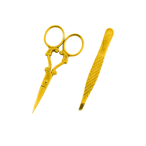 Set de manicura con tijeras y pinzas, recubiertos en oro, de acero inoxidable alemán, set de manicura profesional para belleza - Product Image 1