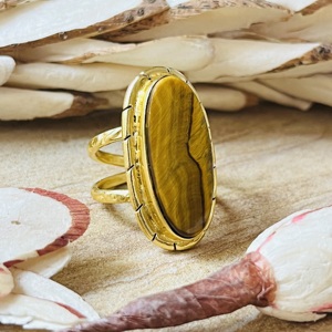 Luxury Style High Demand Boho Tiger Eye <b>Rings</b> Chunky Brass <b>Ring</b> Womens 18k Gold Plated Oval <b>Statement</b> <b>Ring</b> For Wholesale/OEM/ODM - Product Image 1