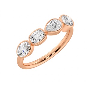 Bague de mariage empilable en or plaqué 18K 14K avec diamants de laboratoire à taille mixte et sertissage clos, bijoux fins pour femme - Product Image 2